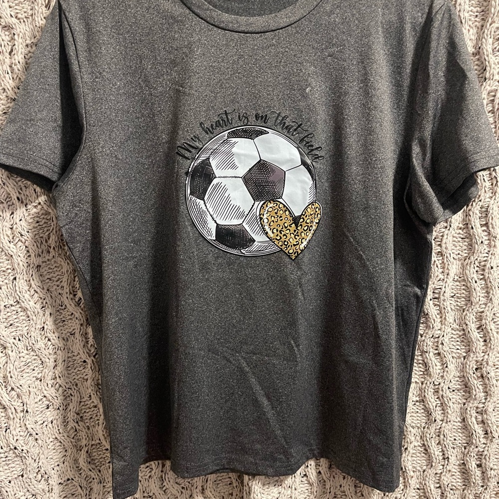 SHEIN Gray Soccer Heart Tee